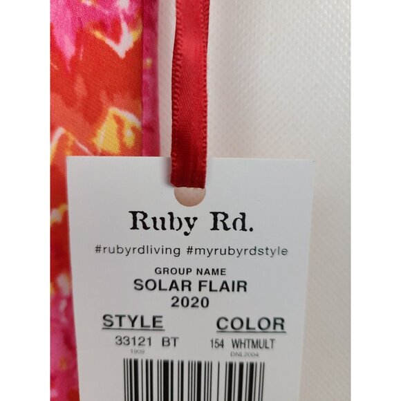 Ruby Rd Womens Solar Flair Skirt XL Orange Pink Abstract Uneven BOHO New - Picture 3 of 6